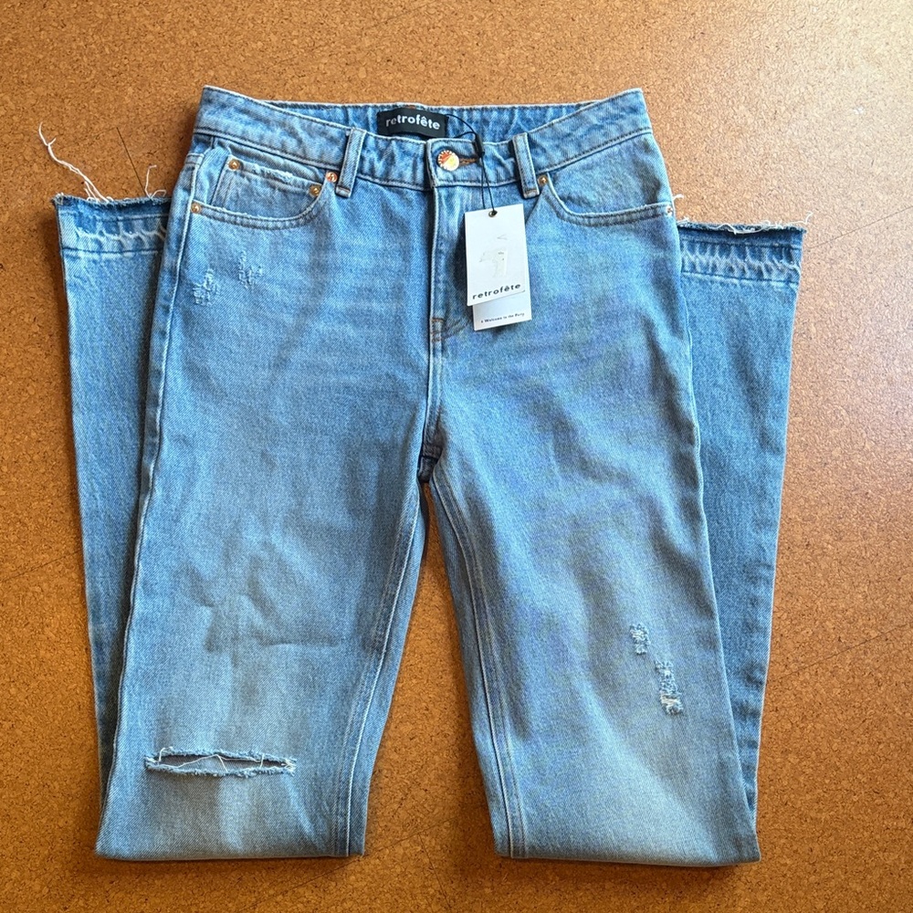 retrofête Straight Leg Jeans in Medium Blue